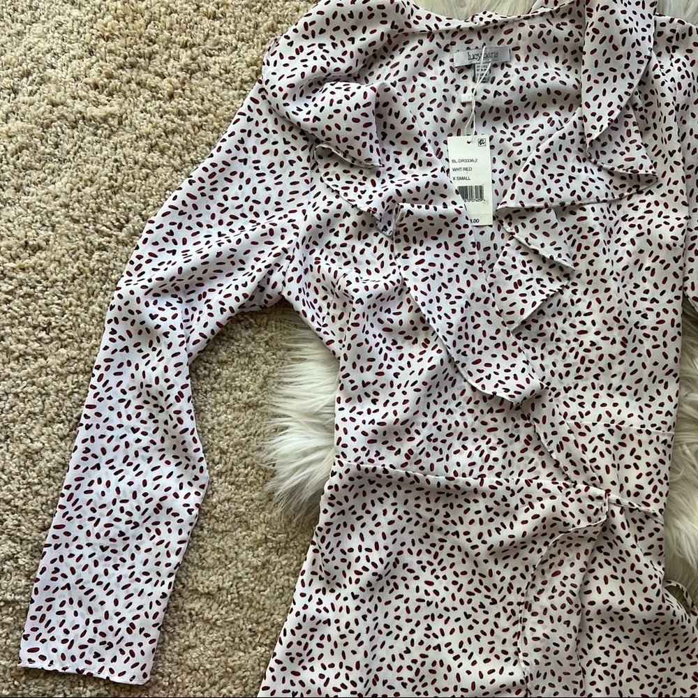 Lucy Paris White Long Sleeve Printed Wrap dress - Picture 8 of 12